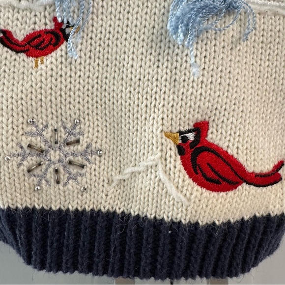 Quacker Factory Snowman Winter Cardigan‎ Sweater Appliqué Beads Colorful Large - Picture 6 of 11